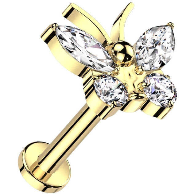 Tytan labret motyl cyrkonia gwint wewnętrzny - Image 3