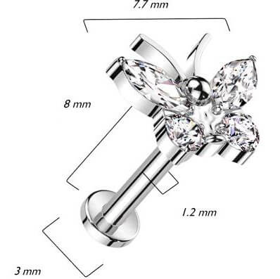 Tytan labret motyl cyrkonia gwint wewnętrzny - Image 6