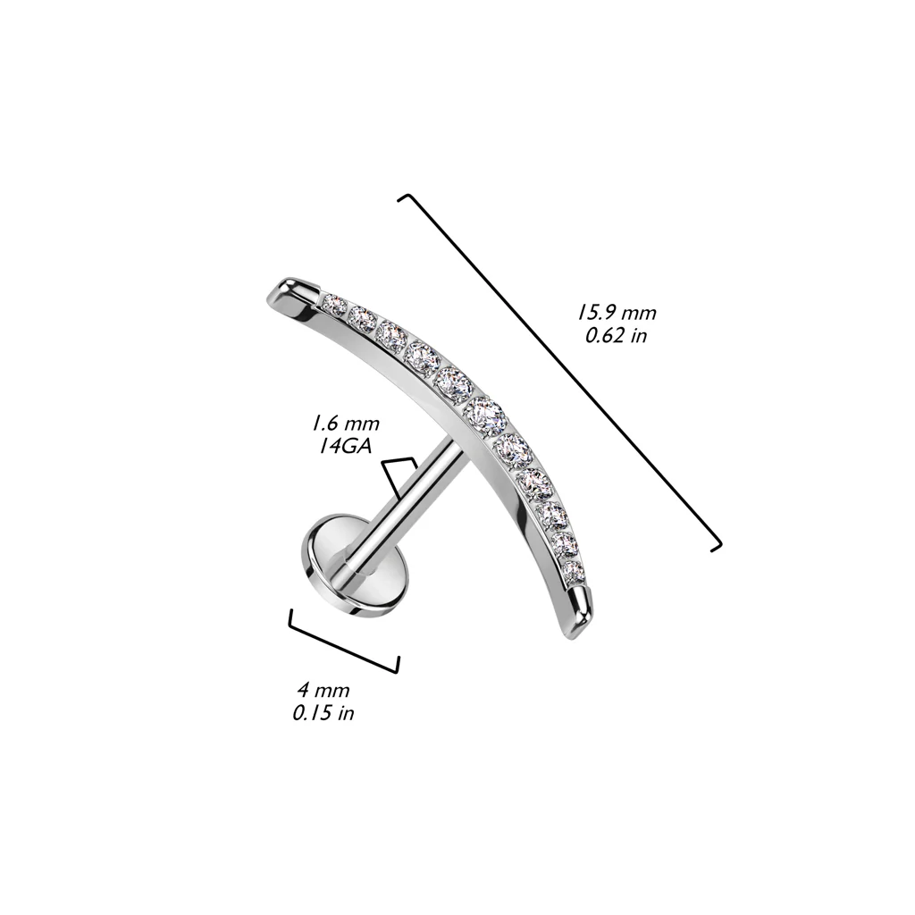 Tytan labret księżyc cyrkonia gwint wewnętrzny - Image 4