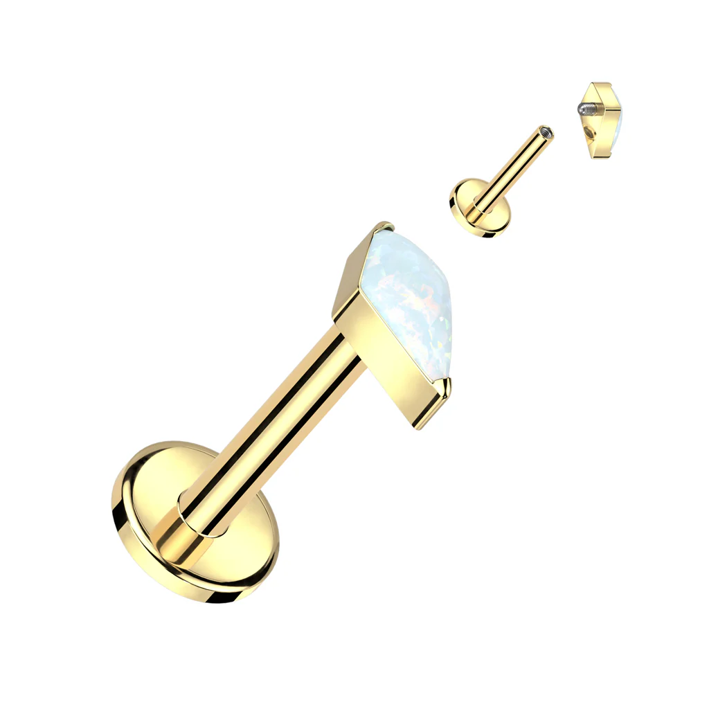 Tytan labret cyrkonia w kształcie diamentu gwint wewnętrzny - Image 3