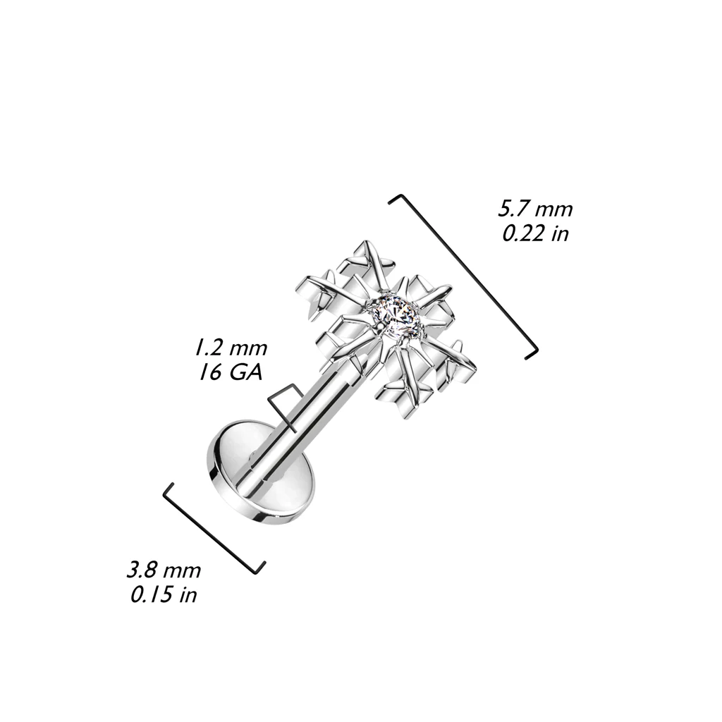 Tytan labret płatek śniegu cyrkonia gwint wewnętrzny - Image 4