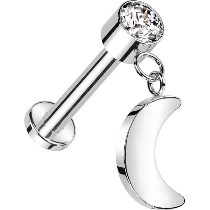 Tytan labret księżyc cyrkonia gwint wewnętrzny - Image 3