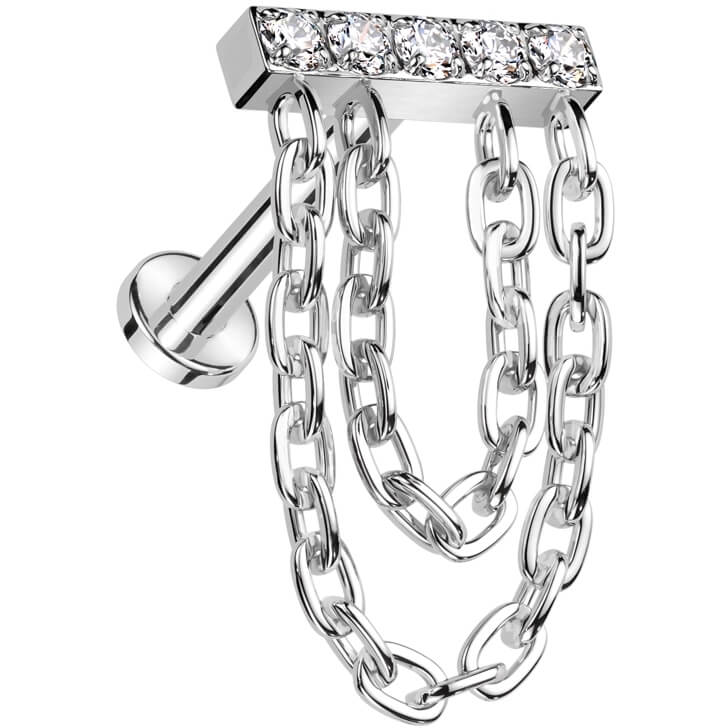 Tytan labret Łańcuszek cyrkonia gwint wewnętrzny - Image 3