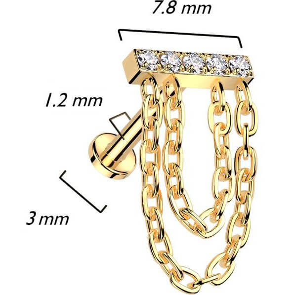 Tytan labret Łańcuszek cyrkonia gwint wewnętrzny - Image 4