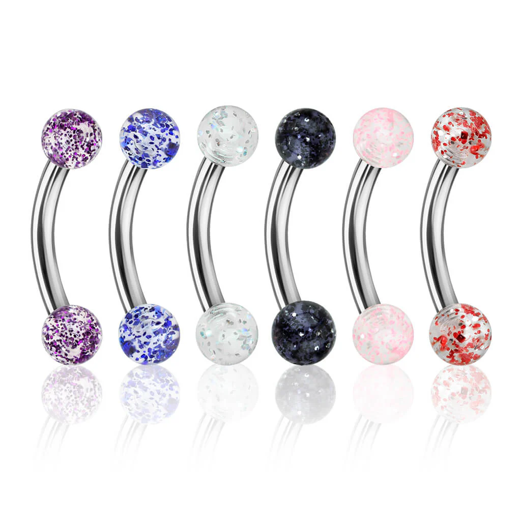 Kolczyk do brwi akrylowa kulka ultra glitter, 6 sztuk - Image 2