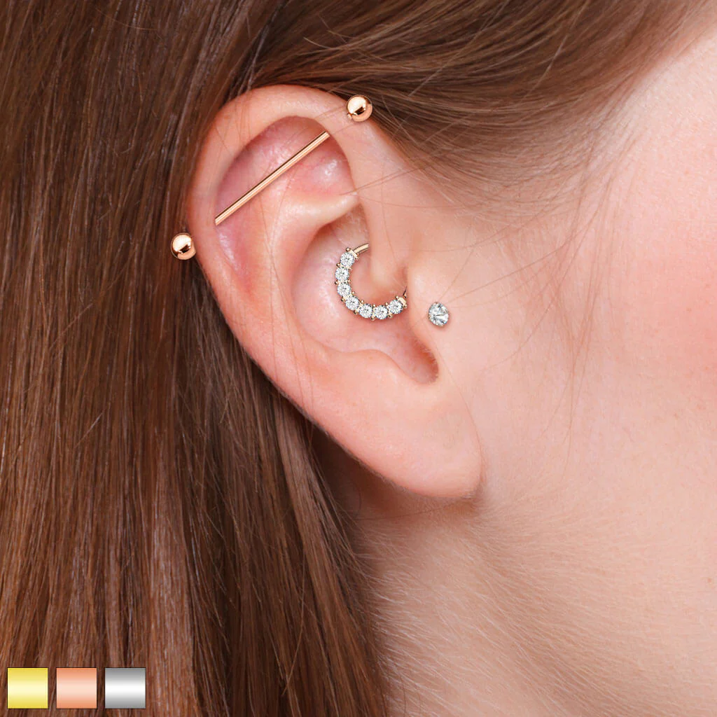 Sztanga zestaw sztanga industrial labret kółko cyrkonie, 3  sztuki - Image 2