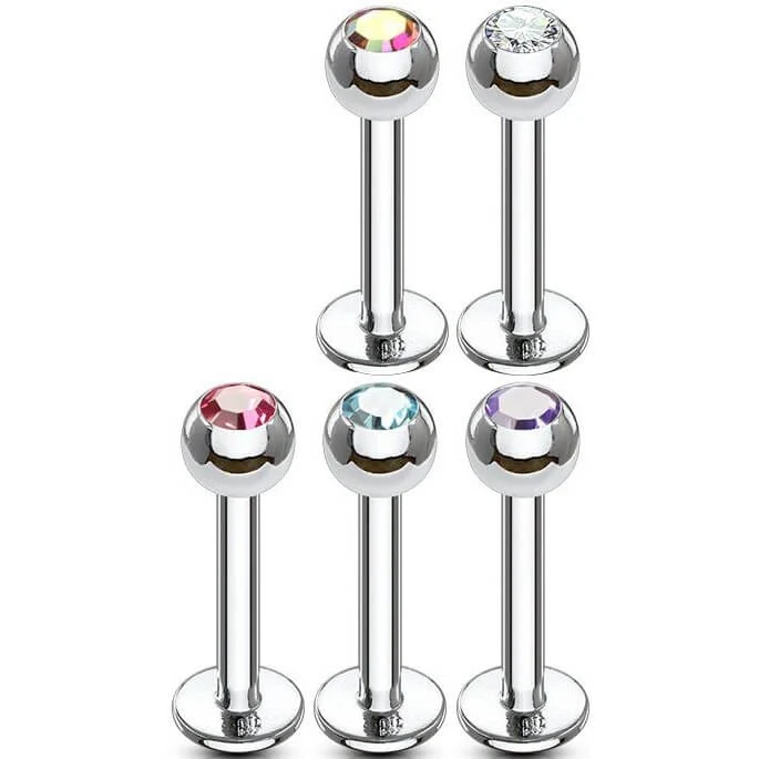 Labret cyrkonia kulka srebrny, 5 sztuk