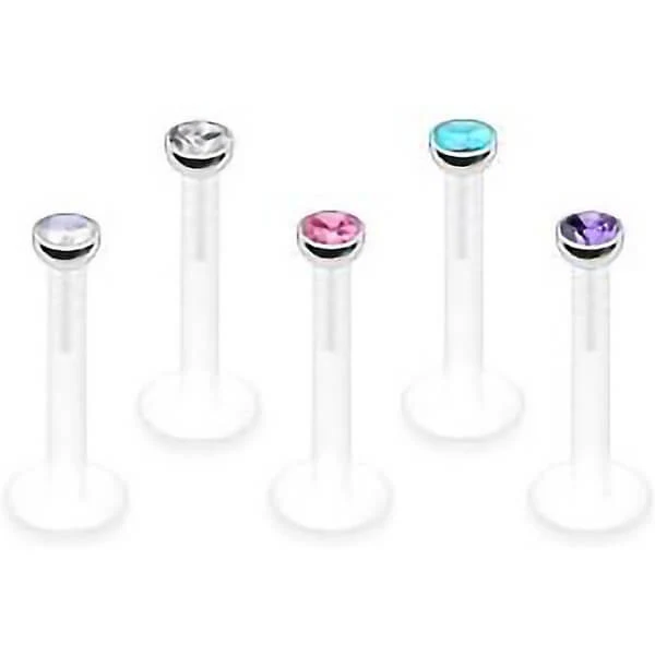 Labret okrągła cyrkonia, 5 sztuk