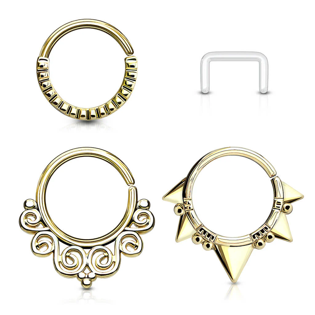 Septum zestaw kółko retainer kolczyk rozginany, 3 sztuki - Image 4