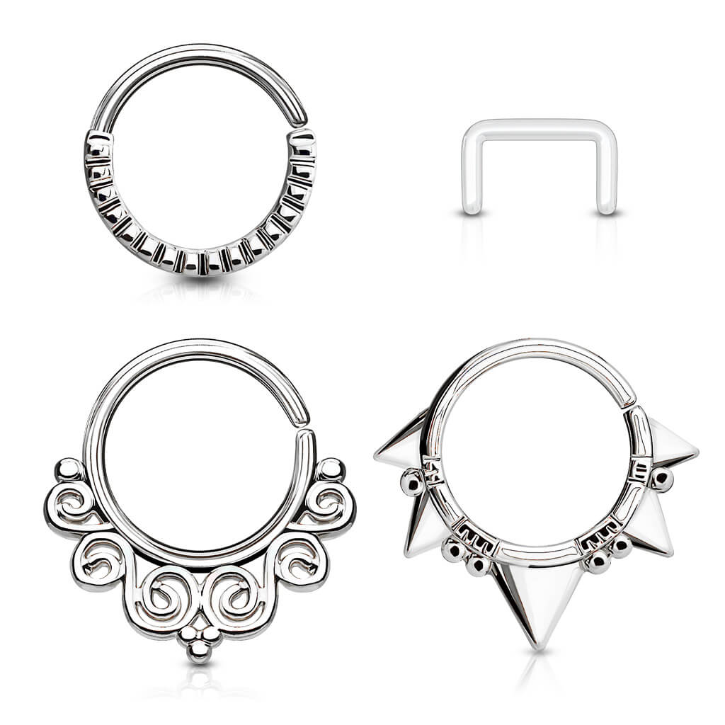 Septum zestaw kółko retainer kolczyk rozginany, 3 sztuki - Image 6